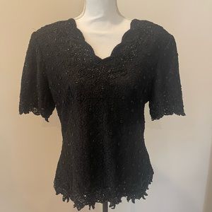 Classic Creations Black Sequined Evening Top